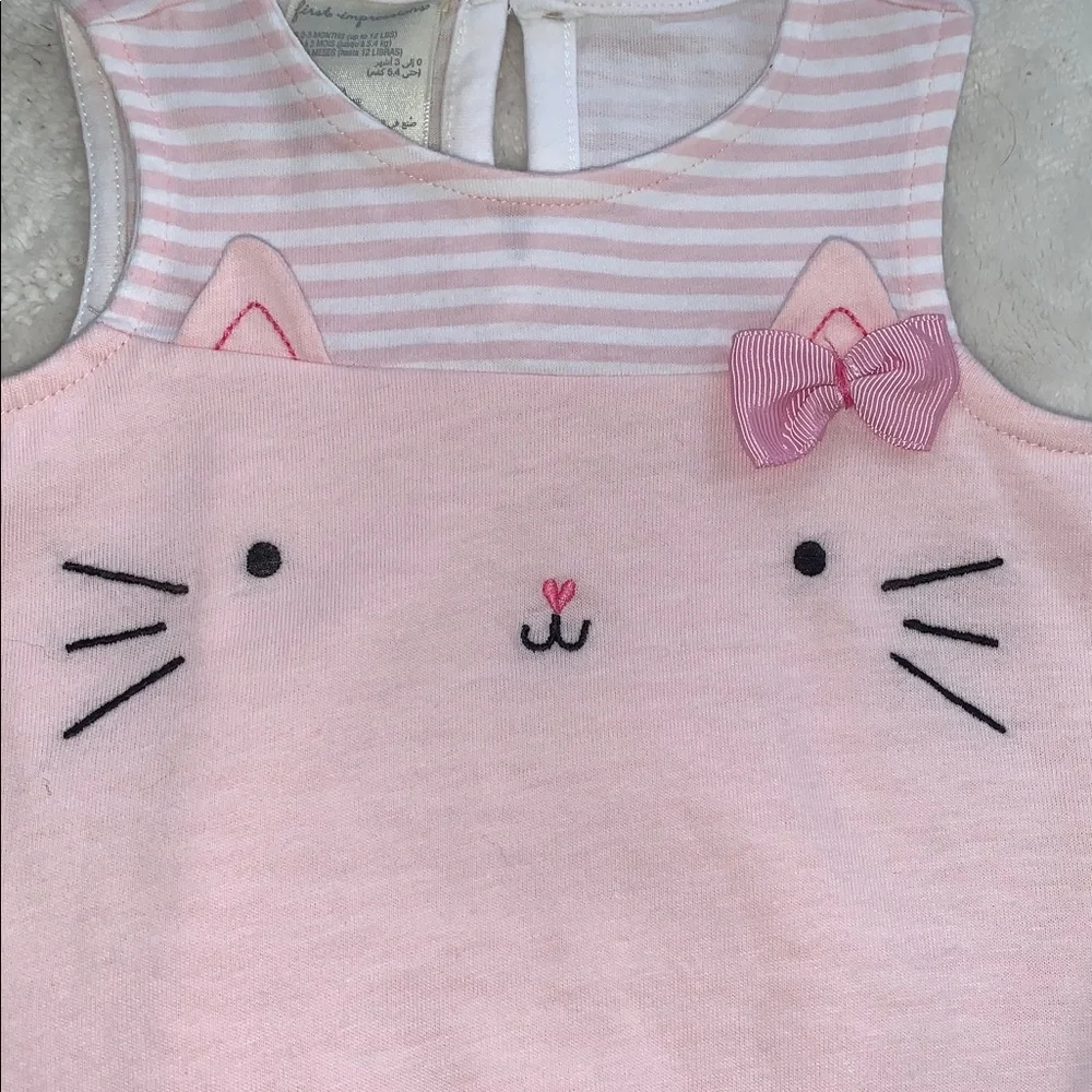 NWT First Impressions Pink Cat Sunsuit 0-3M Bodysuit